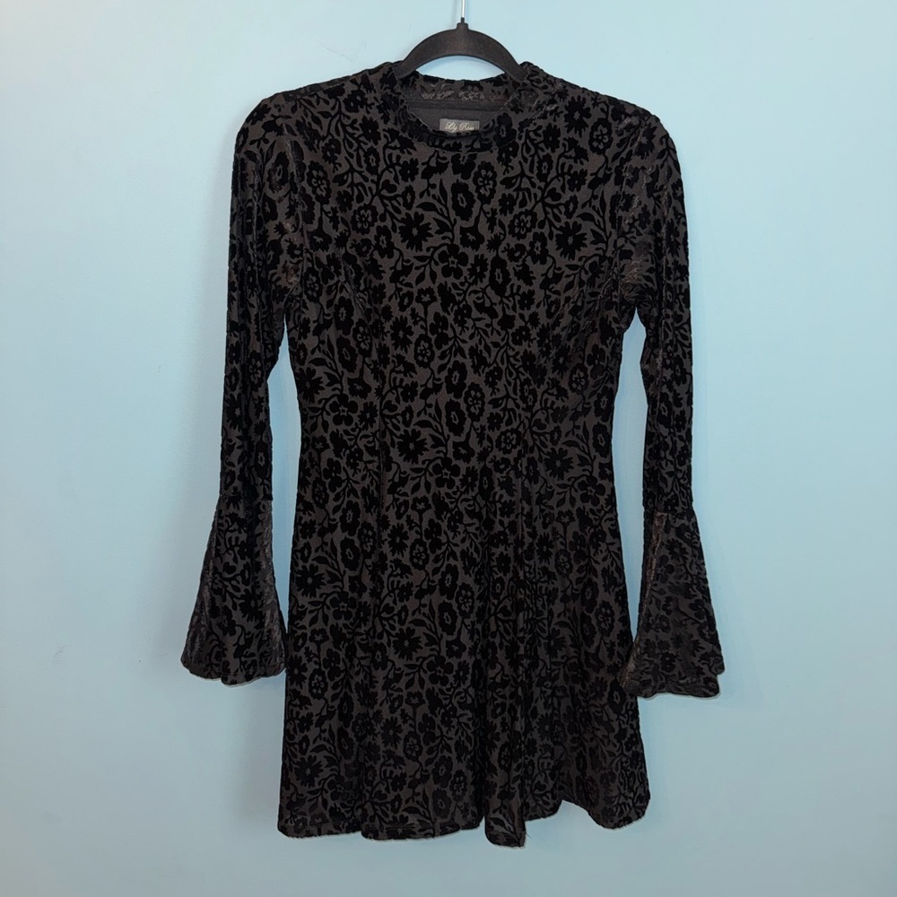 Lily Rose Floral Velvet Burnout Dress